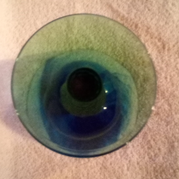 Vintage Bormioli Rocco Twisted Stem Goblet Green Optic Glass Chalice - Picture 5 of 8